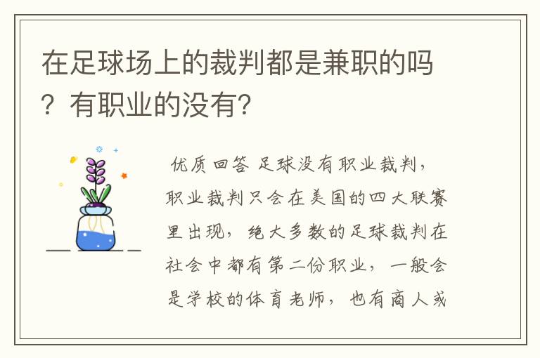 在足球场上的裁判都是兼职的吗?有职业的没有?