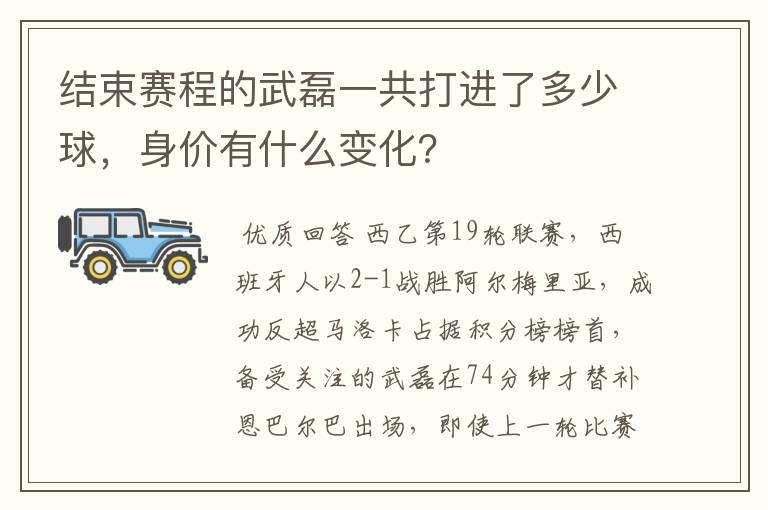 结束赛程的武磊一共打进了多少球,身价有什么变化?