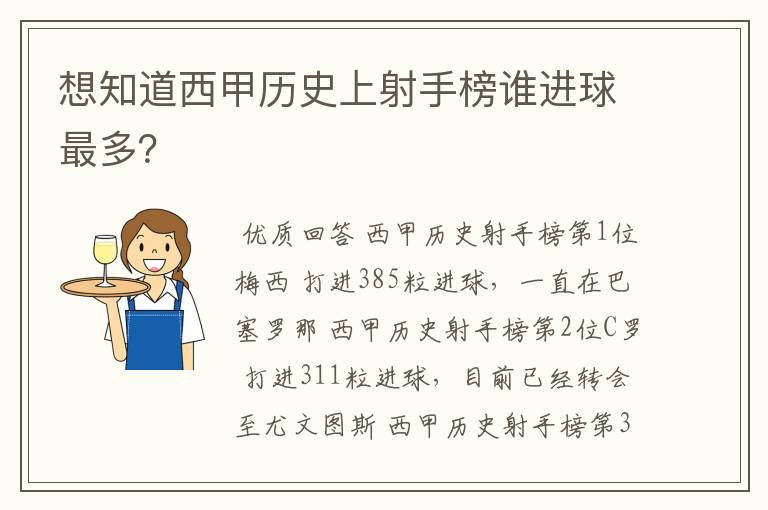 想知道西甲历史上射手榜谁进球最多?