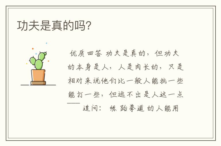 功夫是真的吗?