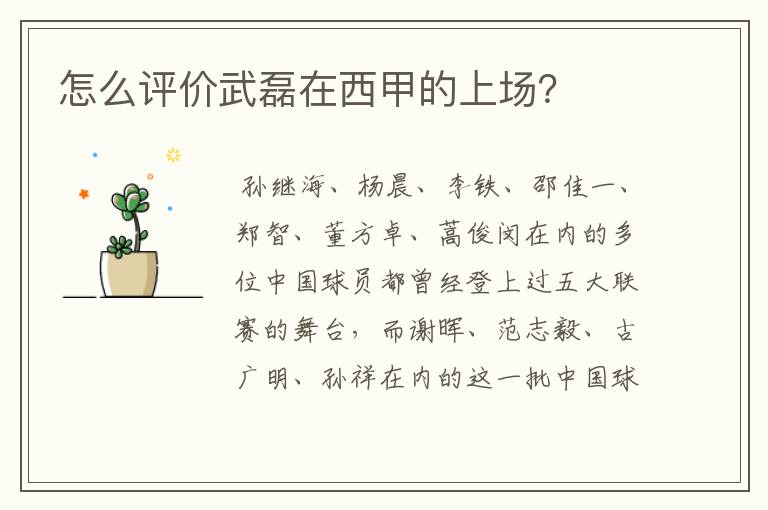 怎么评价武磊在西甲的上场?