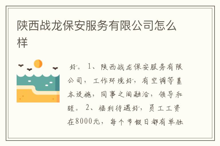 陕西战龙保安服务有限公司怎么样