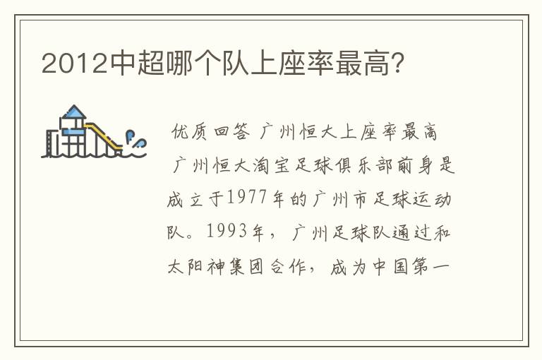 2012中超哪个队上座率最高?