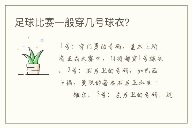 足球比赛一般穿几号球衣?