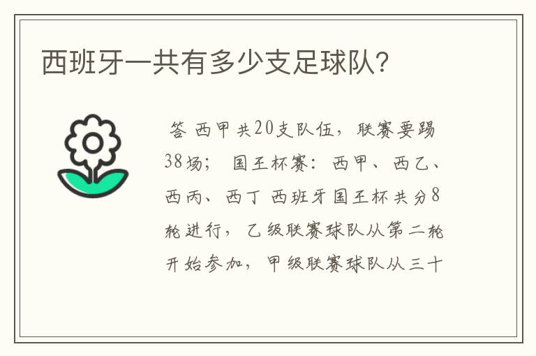 西班牙一共有多少支足球队?