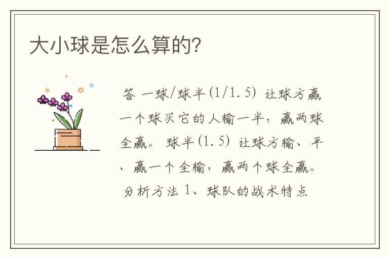 大小球是怎么算的?