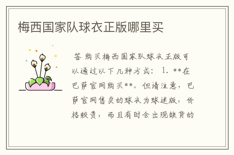 梅西国家队球衣正版哪里买