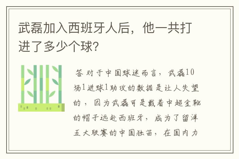 武磊加入西班牙人后,他一共打进了多少个球?