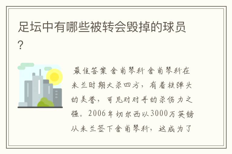 足坛中有哪些被转会毁掉的球员?