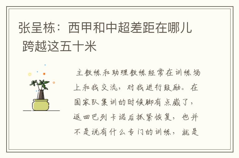 张呈栋:西甲和中超差距在哪儿 跨越这五十米