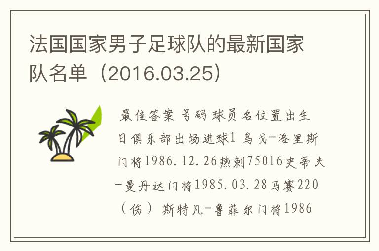 法国国家男子足球队的最新国家队名单(2016.03.25)