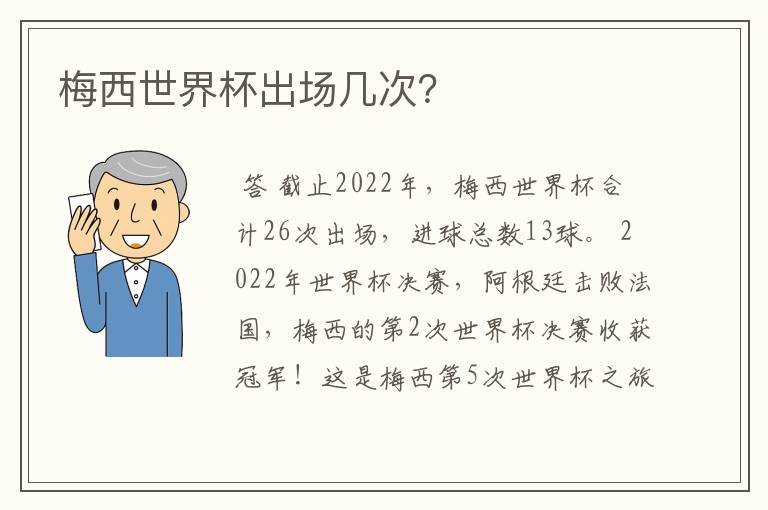 梅西世界杯出场几次?