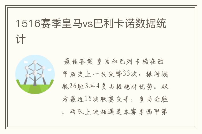 1516赛季皇马vs巴利卡诺数据统计