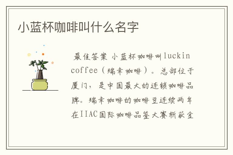 小蓝杯咖啡叫什么名字