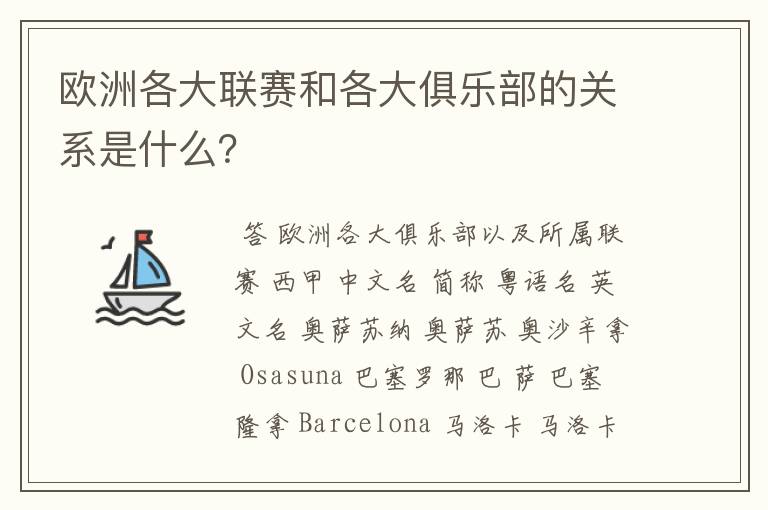 欧洲各大联赛和各大俱乐部的关系是什么?