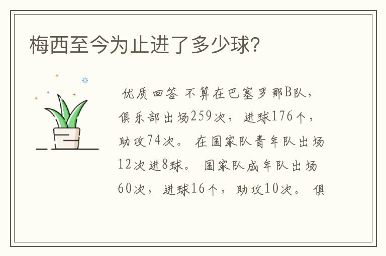 梅西至今为止进了多少球?