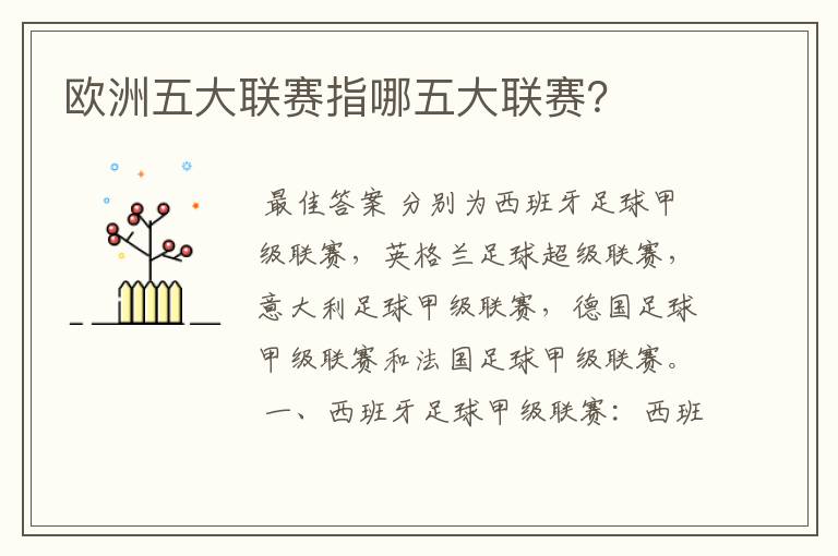 欧洲五大联赛指哪五大联赛?