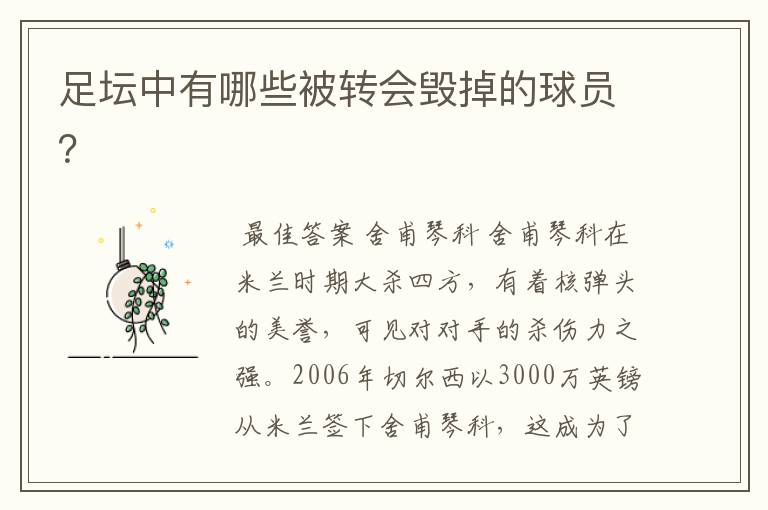足坛中有哪些被转会毁掉的球员?