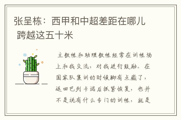 张呈栋:西甲和中超差距在哪儿 跨越这五十米