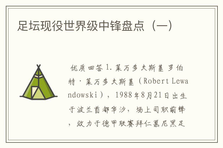 足坛现役世界级中锋盘点(一)