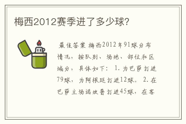 梅西2012赛季进了多少球?