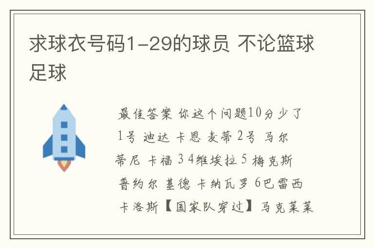 求球衣号码1-29的球员 不论篮球足球