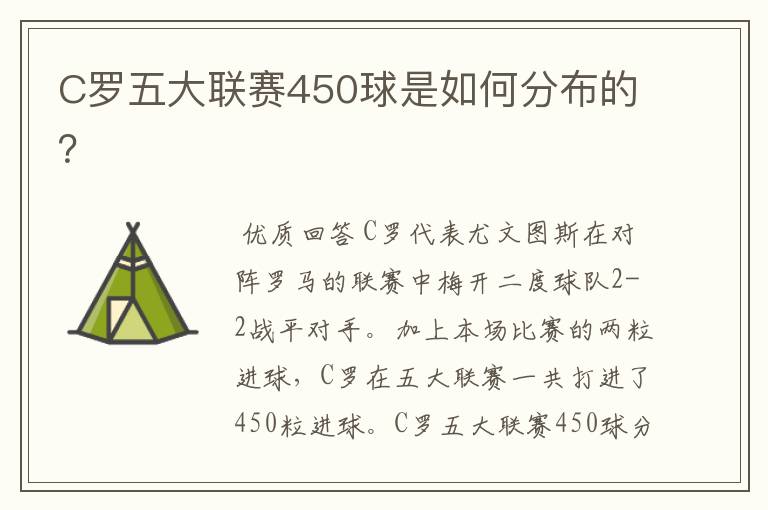 C罗五大联赛450球是如何分布的?