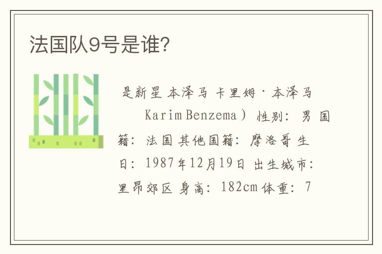 法国队9号是谁?