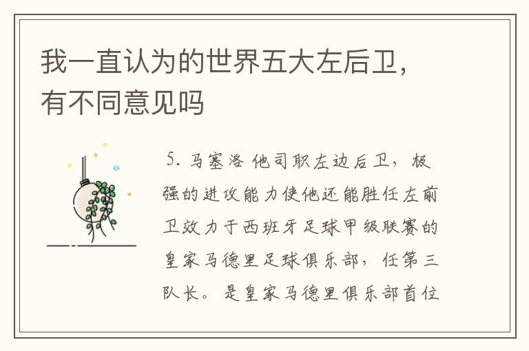 我一直认为的世界五大左后卫,有不同意见吗
