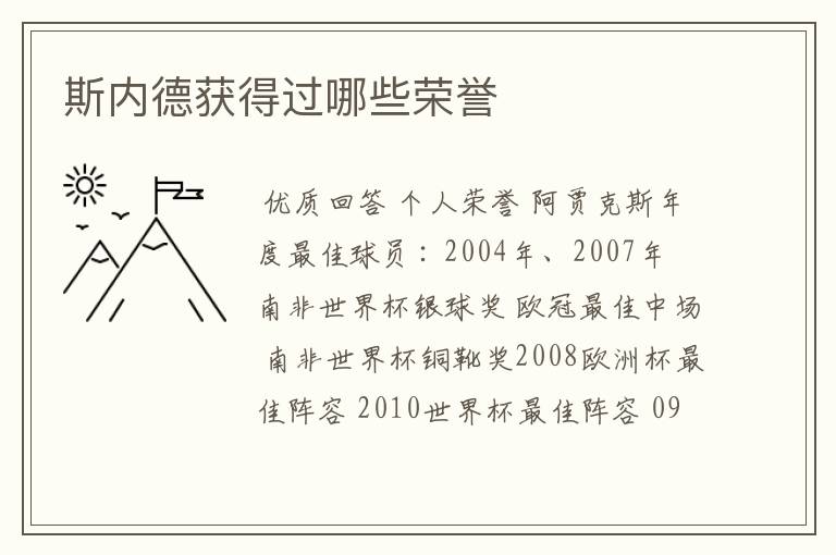 斯内德获得过哪些荣誉