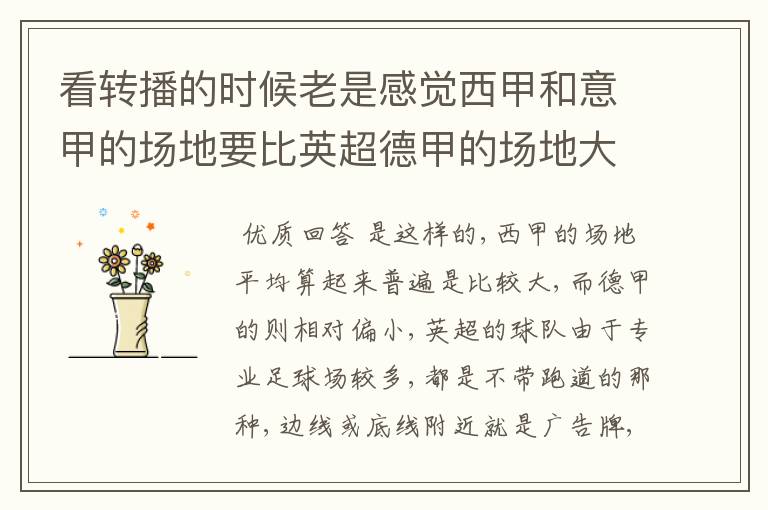 看转播的时候老是感觉西甲和意甲的场地要比英超德甲的场地大很多,