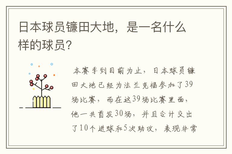 日本球员镰田大地,是一名什么样的球员?
