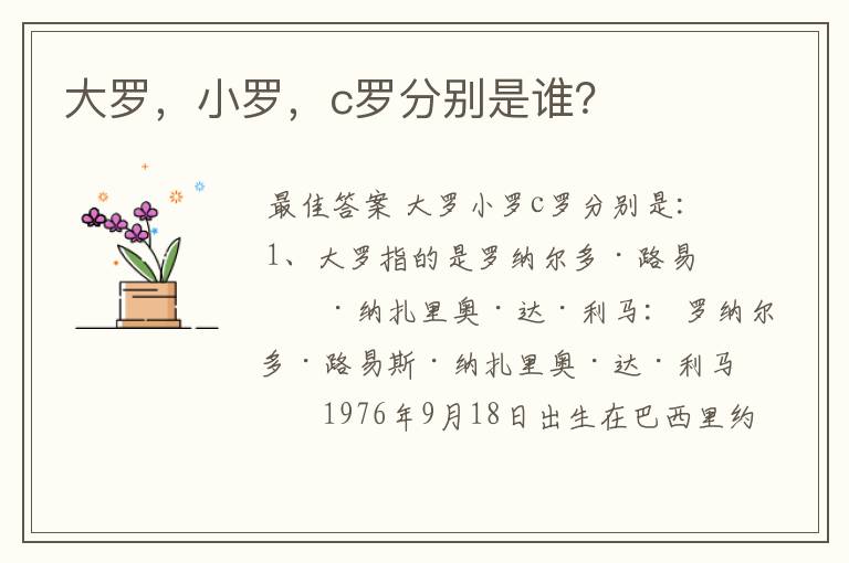 大罗,小罗,c罗分别是谁?