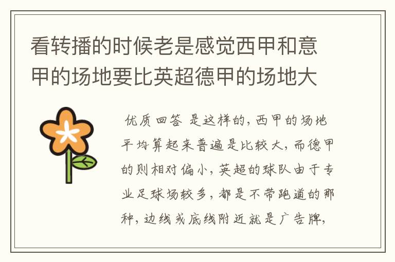 看转播的时候老是感觉西甲和意甲的场地要比英超德甲的场地大很多,
