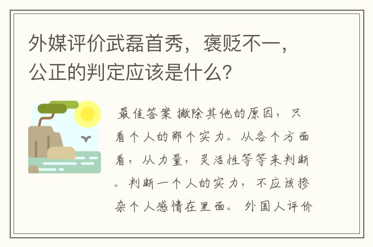 外媒评价武磊首秀，褒贬不一，公正的判定应该是什么？