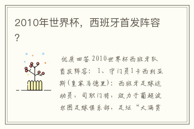 2010年世界杯,西班牙首发阵容?