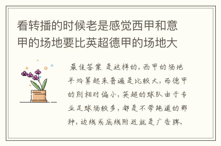 看转播的时候老是感觉西甲和意甲的场地要比英超德甲的场地大很多,
