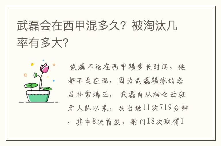 武磊会在西甲混多久？被淘汰几率有多大？