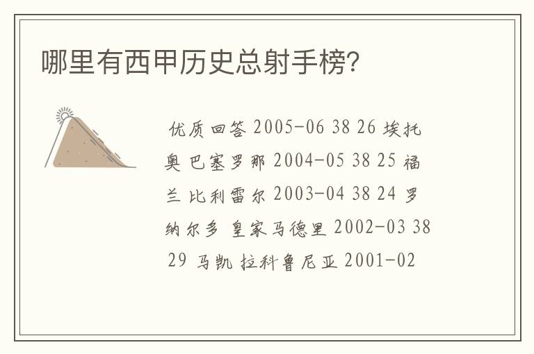 哪里有西甲历史总射手榜?