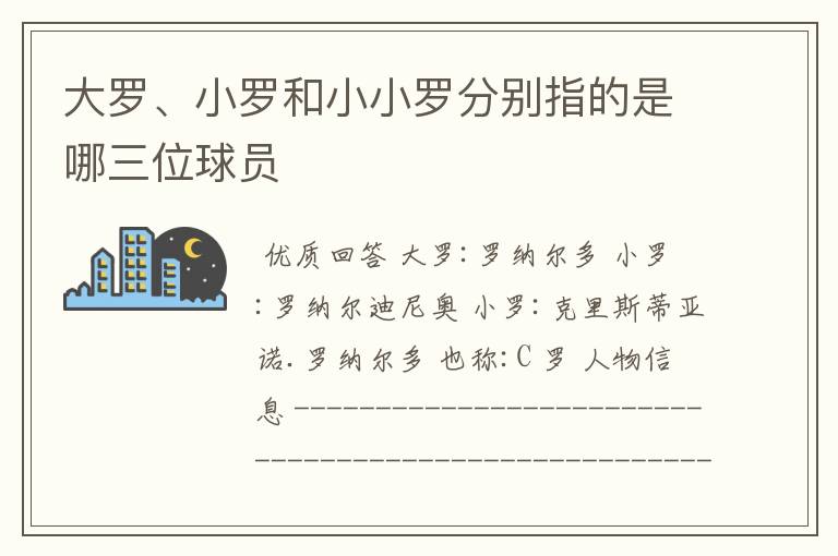 大罗、小罗和小小罗分别指的是哪三位球员