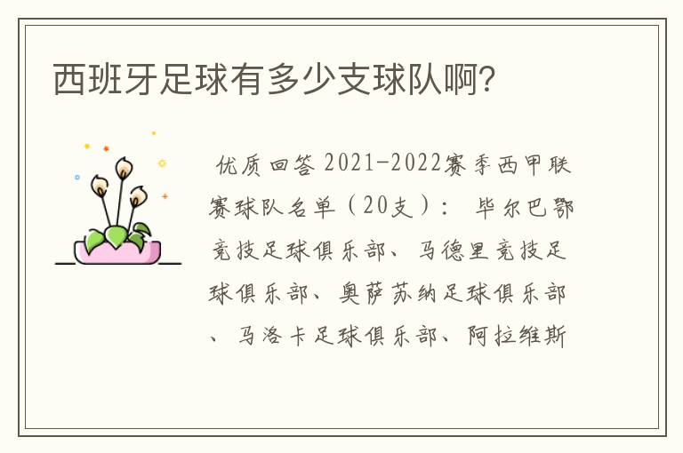 西班牙足球有多少支球队啊?
