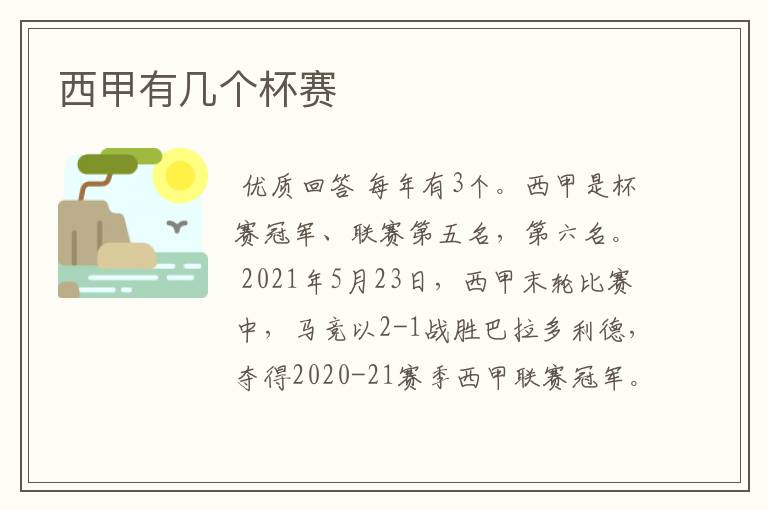 西甲有几个杯赛