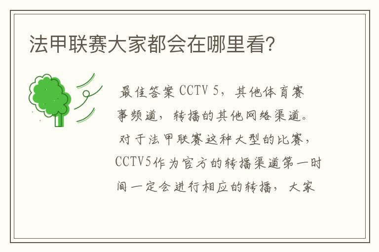 法甲联赛大家都会在哪里看?