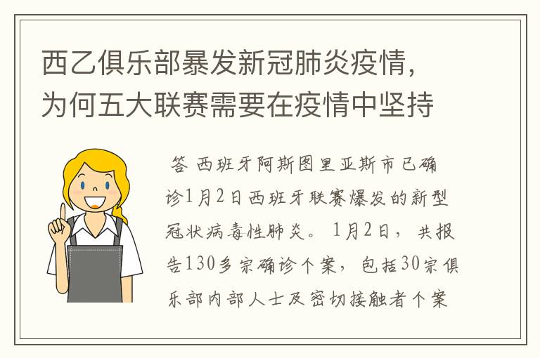 西乙俱乐部暴发新冠肺炎疫情,为何五大联赛需要在疫情中坚持进行?