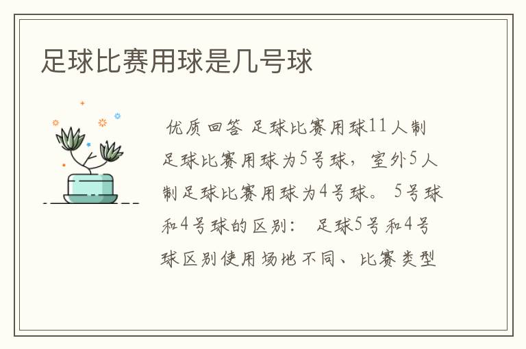足球比赛用球是几号球