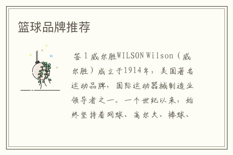 篮球品牌推荐