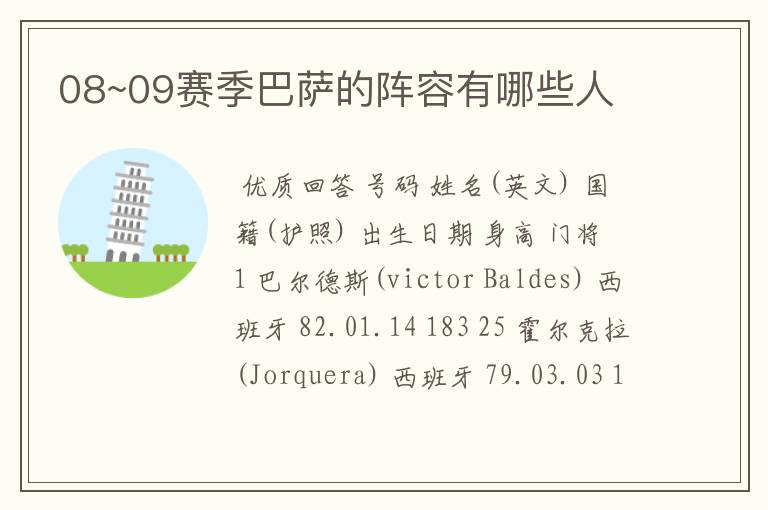 08~09赛季巴萨的阵容有哪些人