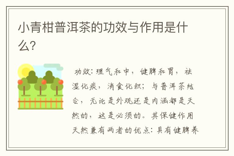 小青柑普洱茶的功效与作用是什么?