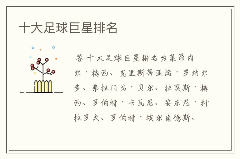 十大足球巨星排名