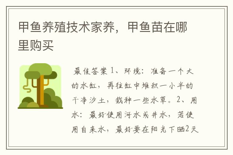 甲鱼养殖技术家养,甲鱼苗在哪里购买